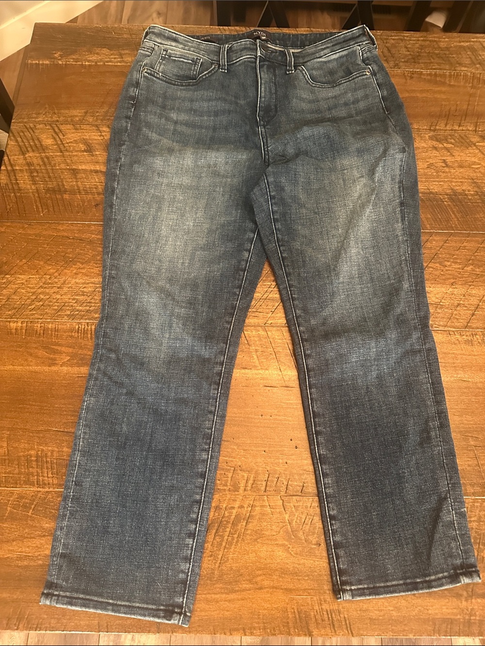 NYDJ Women's Straight Leg Denim Jeans in Medium Blue Wash